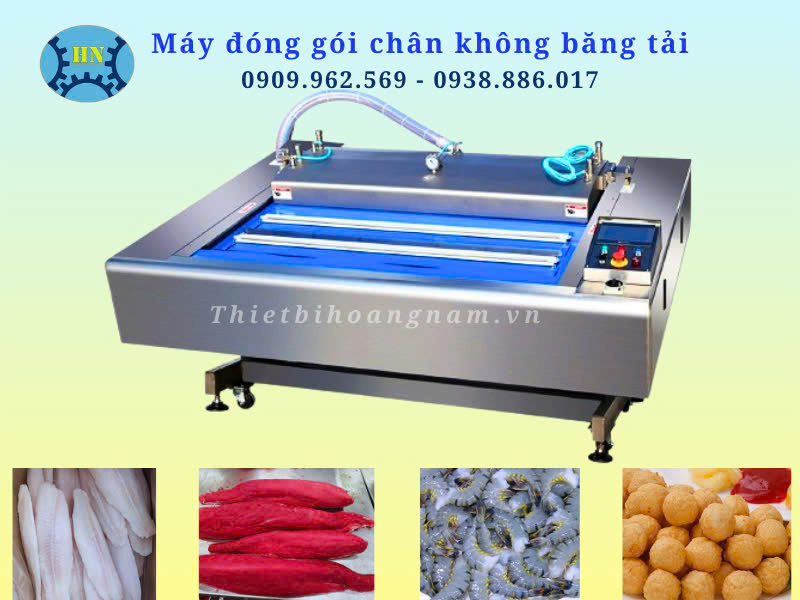 máy đóng gói chân không băng tải Hoàng Nam